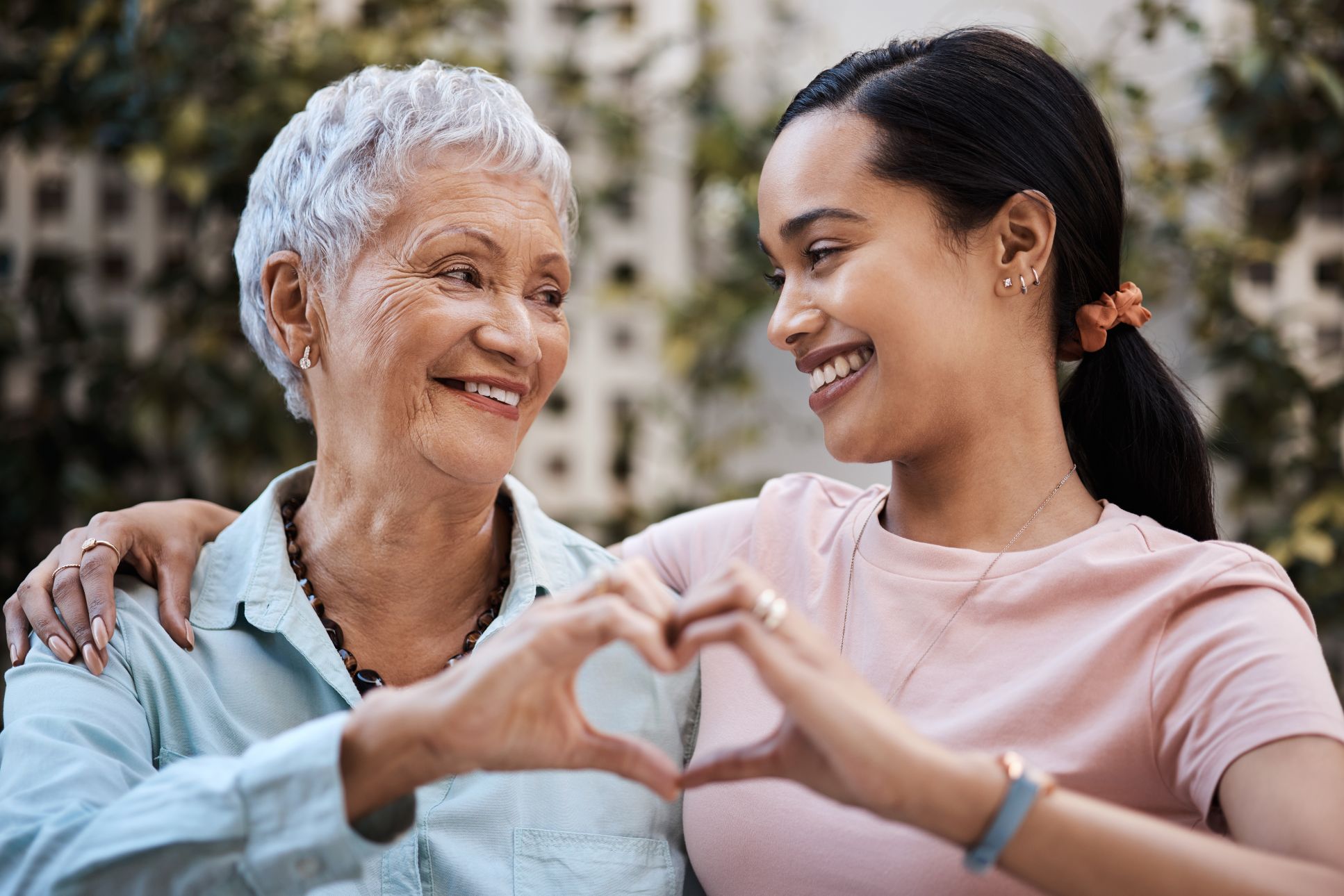 A caregiver supporting an older adult